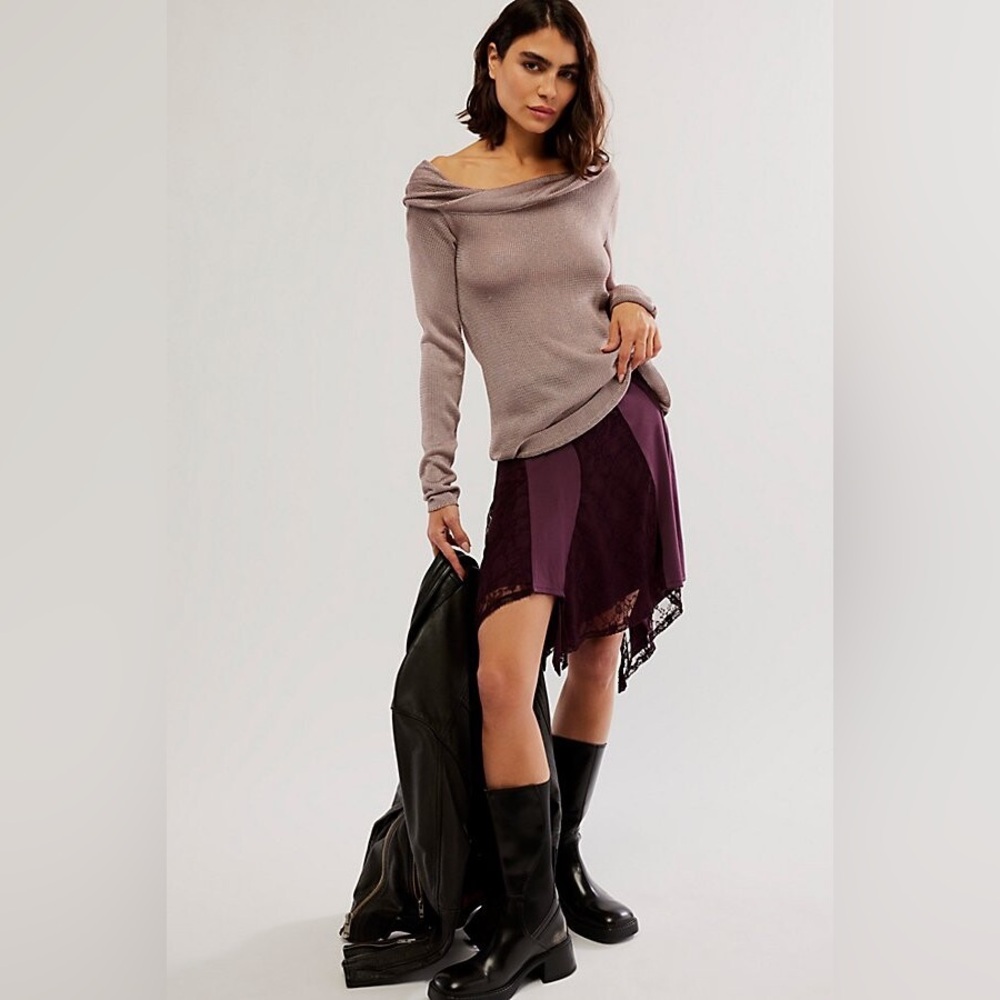 NWT Free People Dreamcatcher mini skirt- vintage wine color